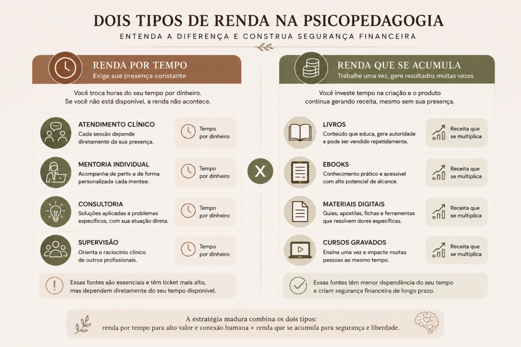 comparação entre renda por tempo e renda que se acumula na psicopedagogia