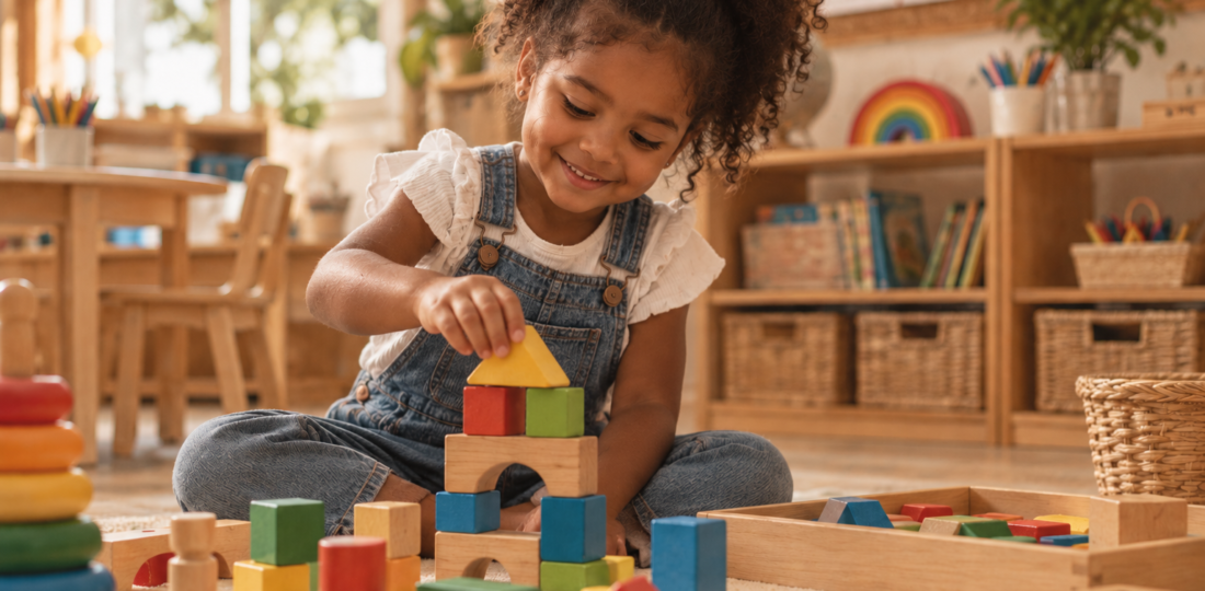 criança em atividade de desenvolvimento na educação infantil