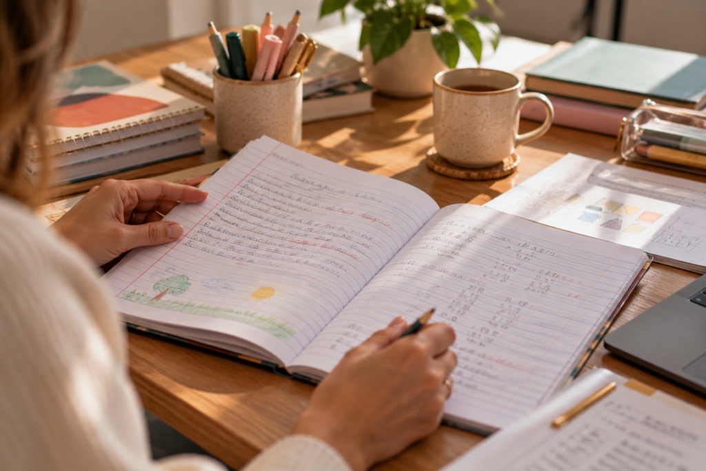Análise de caderno escolar durante avaliação psicopedagógica